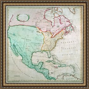 Song of The North Framed Prints - Map of North America by English School