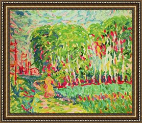 Ernst Ludwig Kirchner Framed Prints - A Woman In A Birch Wood by Ernst Ludwig Kirchner