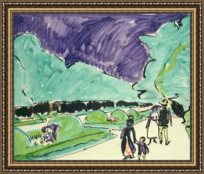 Ernst Ludwig Kirchner Framed Prints - Entrance To A Large Garden In Dresden by Ernst Ludwig Kirchner