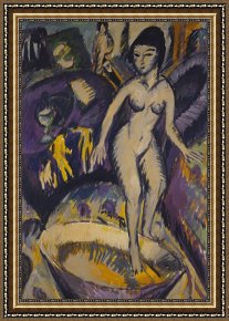 Ernst Ludwig Kirchner Framed Prints - Female Nude With Hot Tub by Ernst Ludwig Kirchner