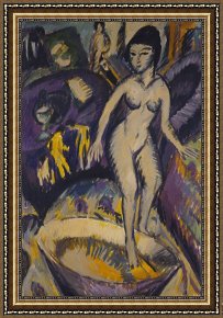 Ernst Ludwig Kirchner Framed Prints - Female Nude With Hot Tub by Ernst Ludwig Kirchner