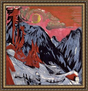 Ernst Ludwig Kirchner Framed Prints - Mountains in Winter by Ernst Ludwig Kirchner