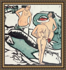 Ernst Ludwig Kirchner Framed Prints - Nude Women by Ernst Ludwig Kirchner
