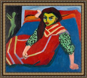 Ernst Ludwig Kirchner Framed Prints - Seated Girl (franzi Fehrmann) by Ernst Ludwig Kirchner