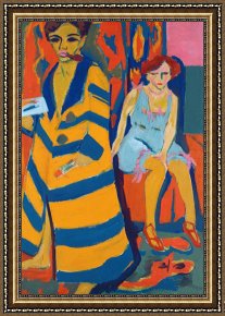 Ernst Ludwig Kirchner Framed Prints - Self Portrait With A Model by Ernst Ludwig Kirchner
