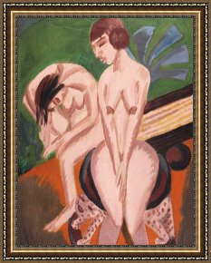 Ernst Ludwig Kirchner Framed Prints - Two Nudes In The Room by Ernst Ludwig Kirchner