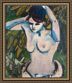 Ernst Ludwig Kirchner Framed Prints - Woman With Raised Arms by Ernst Ludwig Kirchner