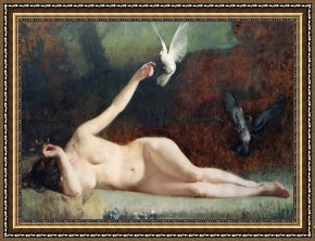 Woman with Cello Framed Prints - Woman with Pigeons by Ernst Philippe Zacharie