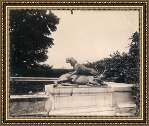 Belle Du Jour Framed Paintings - Fontaine Du Point Du Jour, Versailles by Eugene Atget