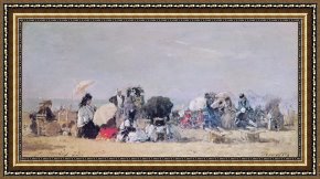 Scene Framed Prints - Beach Scene by Eugene Louis Boudin