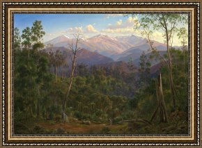 Beacon of Hope Framed Paintings - Mount Kosciusko, Seen From The Victorian Border (mount Hope Ranges) by Eugene Von Guerard