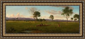 Night View of a Barge And It's Tug on The Kanawha River Framed Paintings - View of The Gippsland Alps, From Bushy Park on The River Avon 2 by Eugene Von Guerard