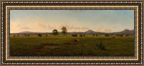Night View of a Barge And It's Tug on The Kanawha River Framed Paintings - View of The Gippsland Alps, From Bushy Park on The River Avon by Eugene Von Guerard