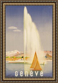 Advertisement Framed Prints - Advertisement for travel to Geneva by Fehr