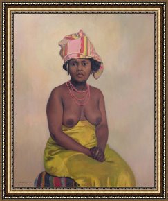 Woman with Cello Framed Prints - African Woman by Felix Edouard Vallotton