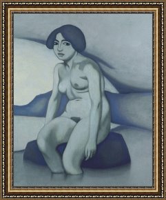Cold Framed Paintings - Green Nude by Felix Edouard Vallotton