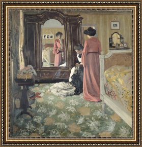 Edouard Framed Prints - Interior by Felix Edouard Vallotton