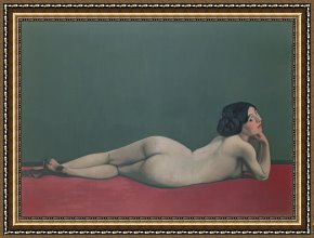 Edouard Framed Prints - Nude Stretched out on a Piece of Cloth by Felix Edouard Vallotton