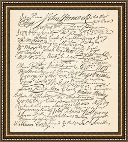 American Framed Prints - Signatures attached to the American Declaration of Independence of 1776 by Founding Fathers