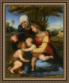 Holy Family with The Infant Saint John The Baptist And Saint Francis Framed Paintings - The Madonna And Child in a Landscape with Saint Elizabeth And The Infant Saint John The Baptist by Fra Bartolommeo