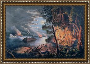 Times Framed Prints - The Mississippi in Time of War by Frances Flora Bond Palmer