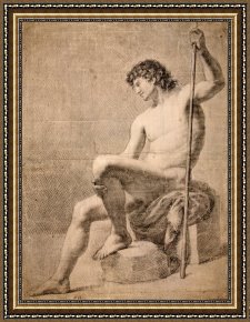 Seated Nude Framed Paintings - Male Nude Seated by Francesc Agustin