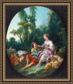Il Mercato Galleggiante a Venezia Framed Paintings - Are They Thinking About The Grape (pensent Ils Au Raisin ) by Francois Boucher