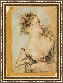 Bust Framed Prints - Bust of a Young Girl by Francois Boucher