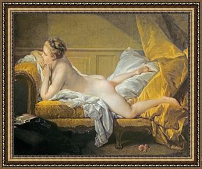 Cubist Nude Orange And Purple Framed Paintings - Reclining Nude by Francois Boucher