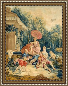 Village Framed Prints - The Collation From a Set of The Italian Village Scenes by Francois Boucher