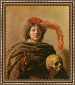 Naughty Boy Or Compulsory Education Framed Prints - Boy with a Skull by Frans Hals