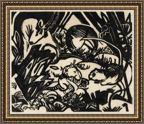 Animals Framed Prints - Animal Legend by Franz Marc