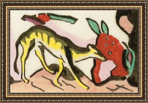 Animals Framed Prints - Mythical Animal by Franz Marc