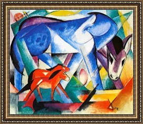Animals Framed Prints - The First Animals by Franz Marc