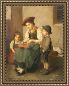 Pianist And Checker Players 1924 Framed Prints - The Zither Player by Franz von Defregger