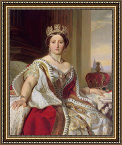 Portrait Framed Prints - Portrait of Queen Victoria by Franz Xavier Winterhalter