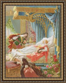 Beauty Framed Paintings - Sleeping Beauty And Prince Charming by Frederic Lix