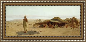 When The West with Evening Glows Framed Paintings - Evening Prayer in the West by Frederick Goodall