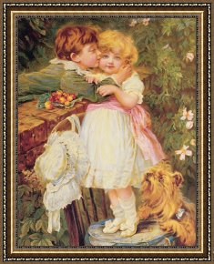 The Garden of Eden Framed Paintings - Over the Garden Wall by Frederick Morgan