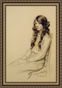 Young Framed Prints - Portrait of a Young Girl by Frederick Pegram