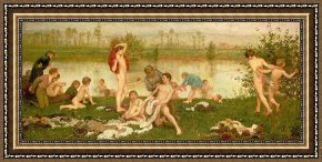 Unclothed Framed Paintings - The Bathers by Frederick Walker
