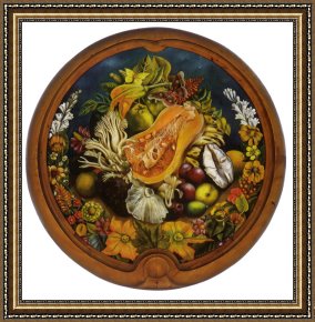 Round Midnight Framed Prints - Still Life Round 1942 by Frida Kahlo