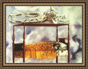 The Drummer Boy's Dream Framed Paintings - The Dream The Bed 1940 by Frida Kahlo