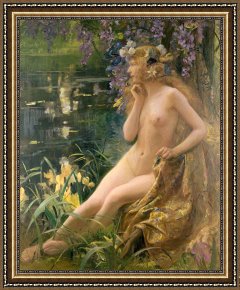 Water Framed Paintings - Water Nymph by Gaston Bussiere