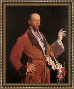 (selfportrait) Framed Prints - Selfportrait with Gladioli by George Lambert