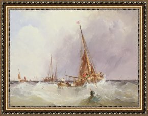 Swine, 19th Century Framed Prints - Shipping In The Solent 19th Century by George the Elder Chambers