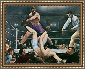 New York City Framed Paintings - Dempsey V Firpo In New York City by George Wesley Bellows