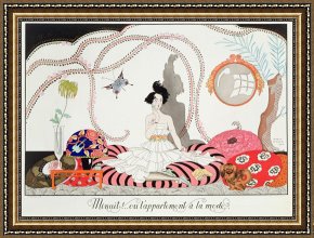 Round Midnight Framed Prints - Midnight Or The Fashionable Apartment 1920 by Georges Barbier