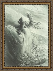 Jules Framed Prints - La Grande Vague by Georges Jules Victor Clairin