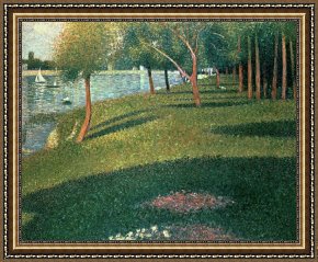 Pierre Framed Paintings - La Grande Jatte by Georges Pierre Seurat